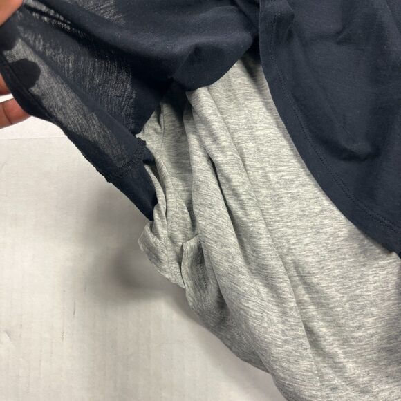 Vince Mens Double Layer Long Sleeve Crew Neck T-Shirt Black Gray Soft Tee XL - Picture 8 of 10